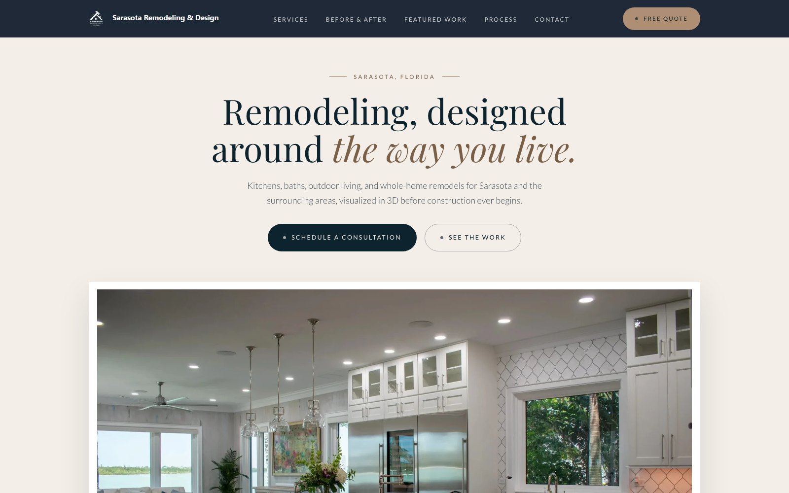 The new Sarasota Remodeling & Design homepage concept