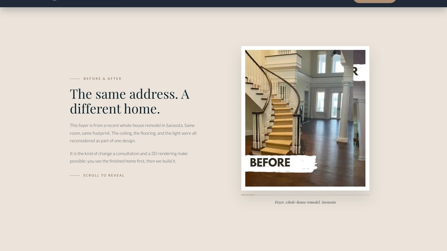 The before and after section of the new homepage