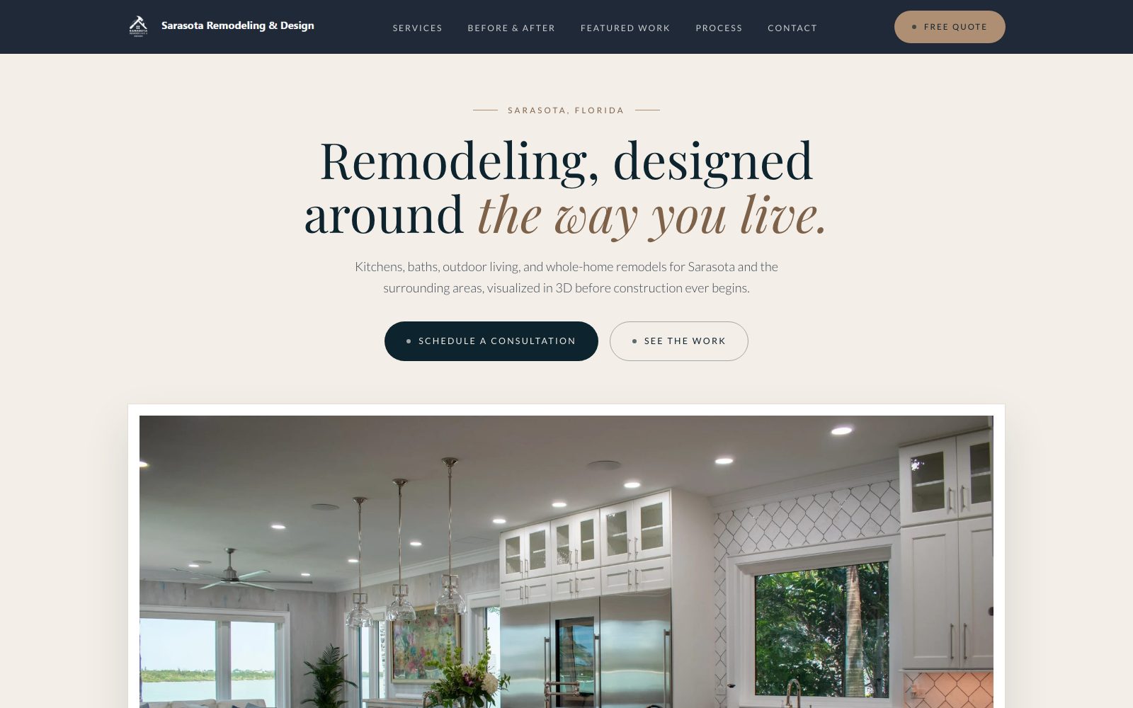 The new Sarasota Remodeling & Design homepage concept