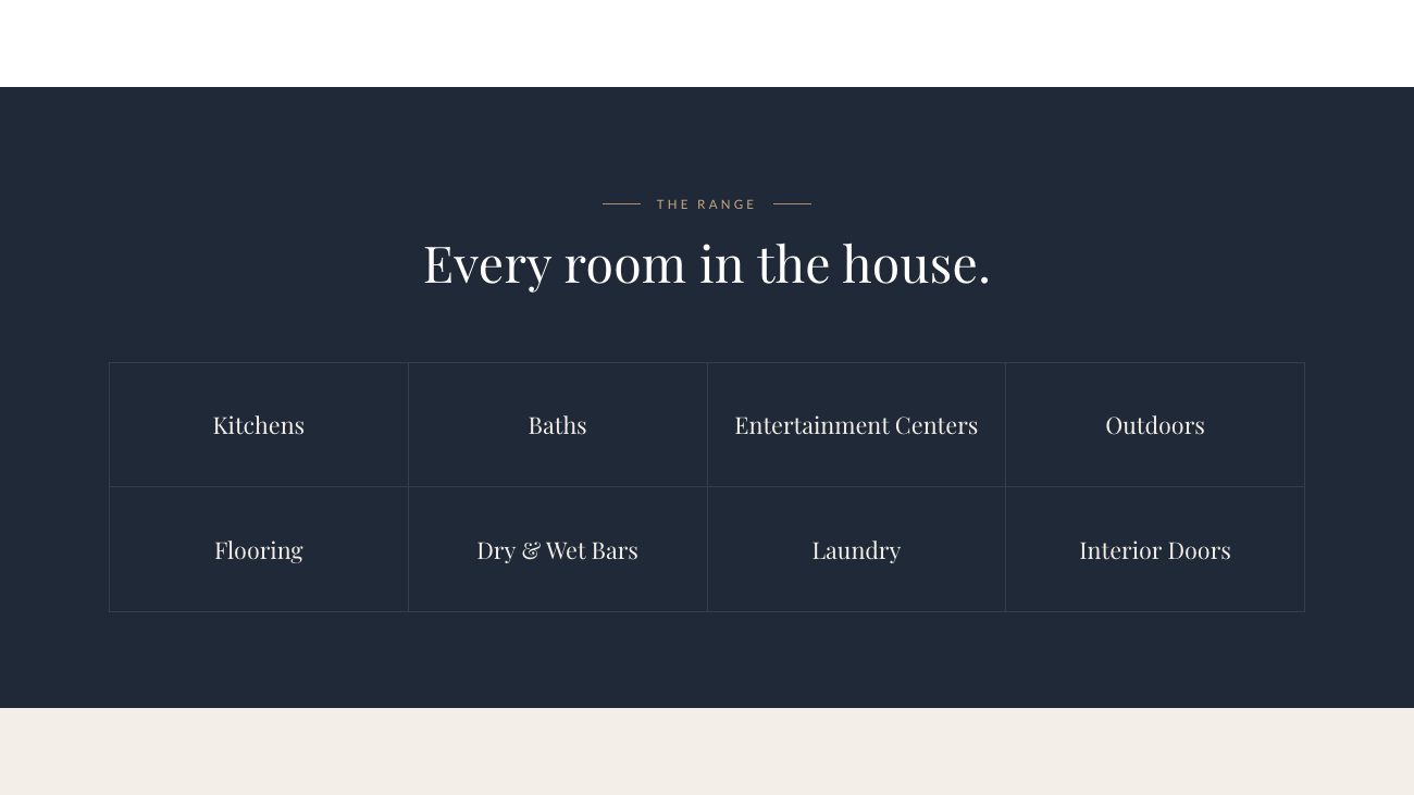 The rooms section of the new homepage